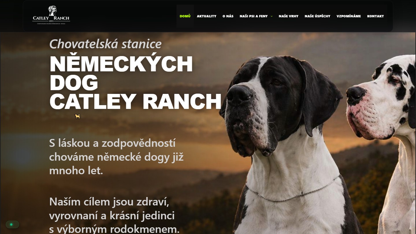 Náhled webu chovatelské stanice Catley Ranch